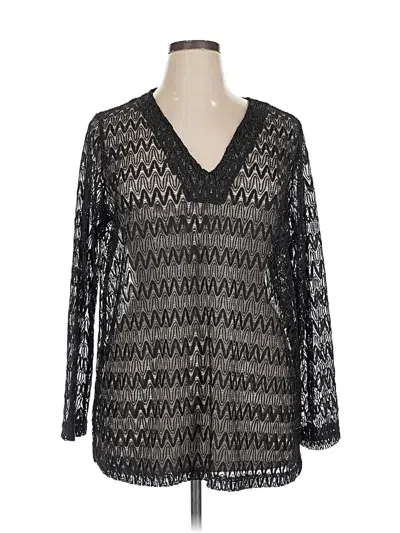 Pre-owned Faded Glory Long Sleeve Blouse In Black