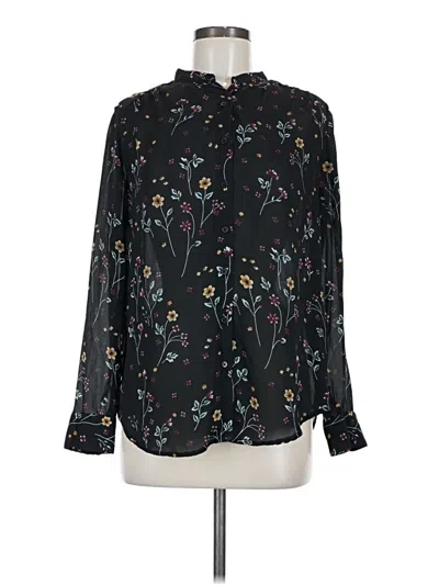 Pre-owned Faded Glory Long Sleeve Blouse In Black