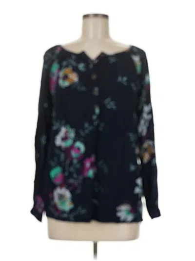 Pre-owned Faded Glory Long Sleeve Blouse In Black