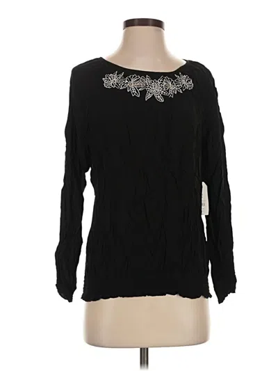 Pre-owned Faded Glory Long Sleeve Blouse In Black