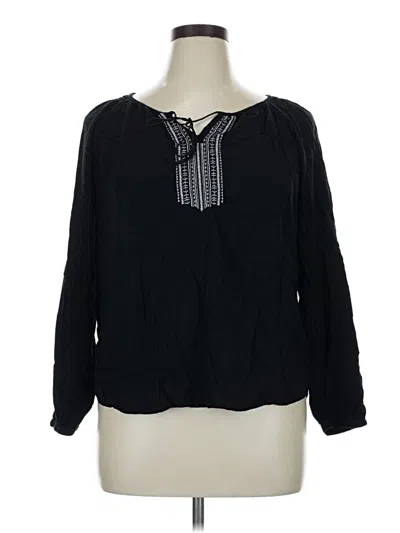 Pre-owned Faded Glory Long Sleeve Blouse In Black