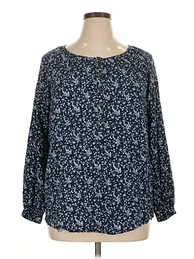 Pre-owned Faded Glory Long Sleeve Blouse In Blue