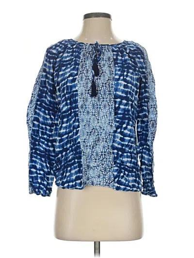 Pre-owned Faded Glory Long Sleeve Blouse In Blue