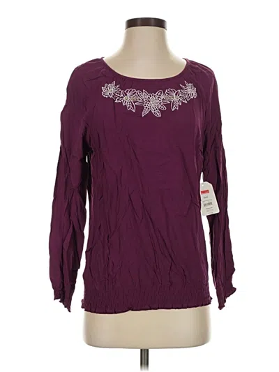 Pre-owned Faded Glory Long Sleeve Blouse In Burgundy
