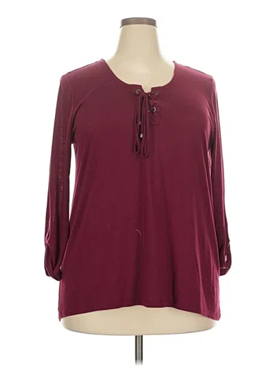Pre-owned Faded Glory Long Sleeve Blouse In Burgundy