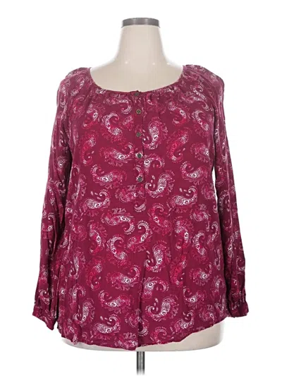 Pre-owned Faded Glory Long Sleeve Blouse In Burgundy