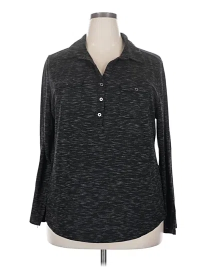 Pre-owned Faded Glory Long Sleeve Blouse In Gray