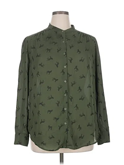 Pre-owned Faded Glory Long Sleeve Blouse In Green