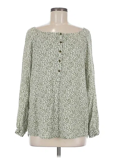Pre-owned Faded Glory Long Sleeve Blouse In Green