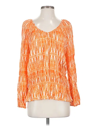 Pre-owned Faded Glory Long Sleeve Blouse In Orange