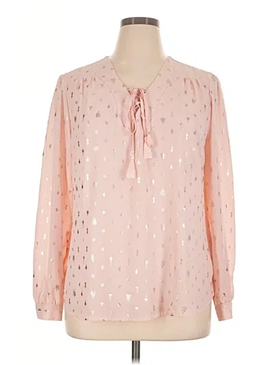 Pre-owned Faded Glory Long Sleeve Blouse In Pink
