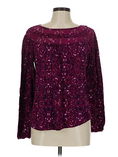 Pre-owned Faded Glory Long Sleeve Blouse In Purple