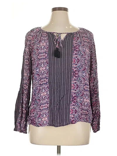 Pre-owned Faded Glory Long Sleeve Blouse In Purple
