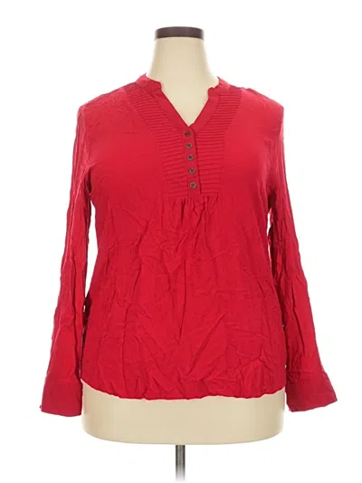 Pre-owned Faded Glory Long Sleeve Blouse In Red