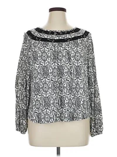 Pre-owned Faded Glory Long Sleeve Blouse In Silver