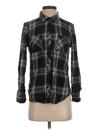 Pre-owned Faded Glory Long Sleeve Button Down Shirt In Black
