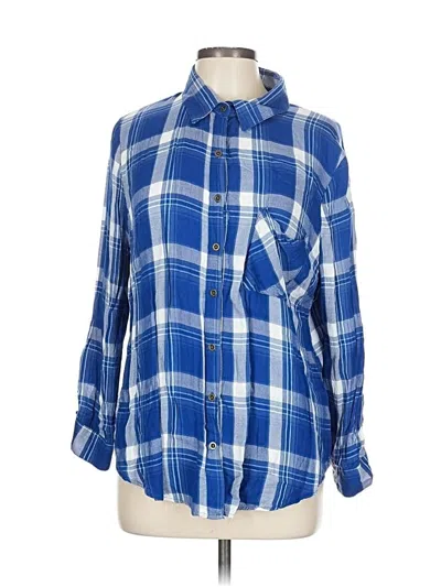 Pre-owned Faded Glory Long Sleeve Button Down Shirt In Blue