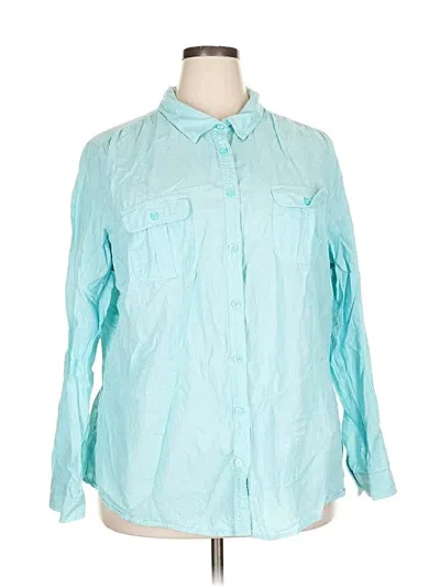 Pre-owned Faded Glory Long Sleeve Button Down Shirt In Blue