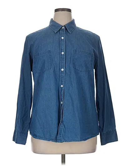 Pre-owned Faded Glory Long Sleeve Button Down Shirt In Blue
