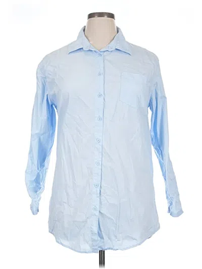 Pre-owned Faded Glory Long Sleeve Button Down Shirt In Blue