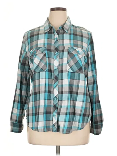 Pre-owned Faded Glory Long Sleeve Button Down Shirt In Blue