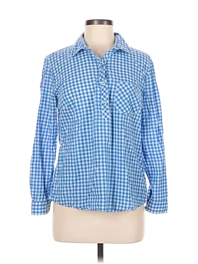 Pre-owned Faded Glory Long Sleeve Button Down Shirt In Blue
