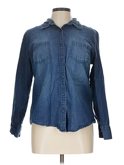 Pre-owned Faded Glory Long Sleeve Button Down Shirt In Blue
