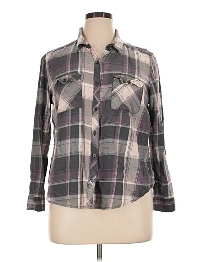 Pre-owned Faded Glory Long Sleeve Button Down Shirt In Gray