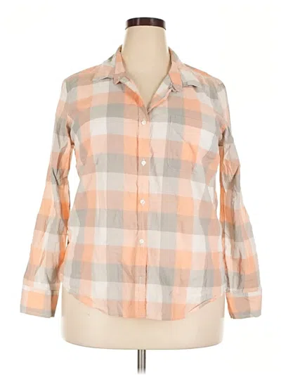 Pre-owned Faded Glory Long Sleeve Button Down Shirt In Orange