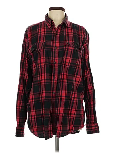 Pre-owned Faded Glory Long Sleeve Button Down Shirt In Red