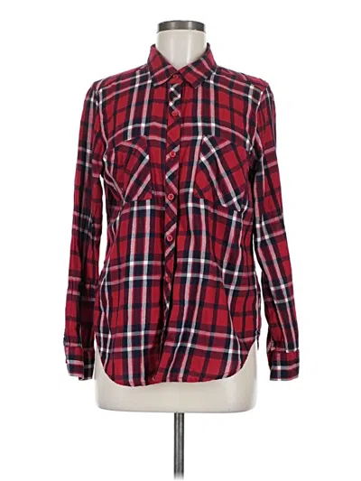 Pre-owned Faded Glory Long Sleeve Button Down Shirt In Red