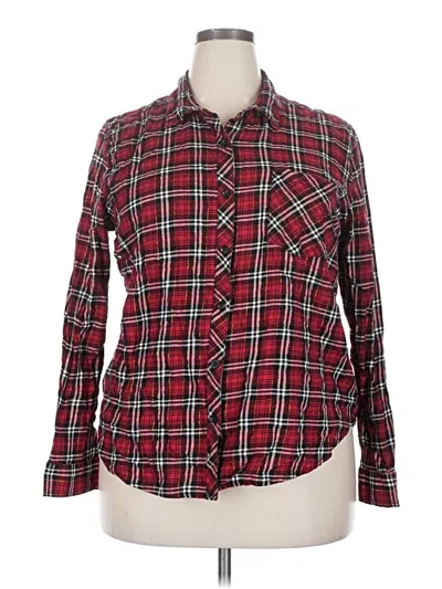 Pre-owned Faded Glory Long Sleeve Button Down Shirt In Red