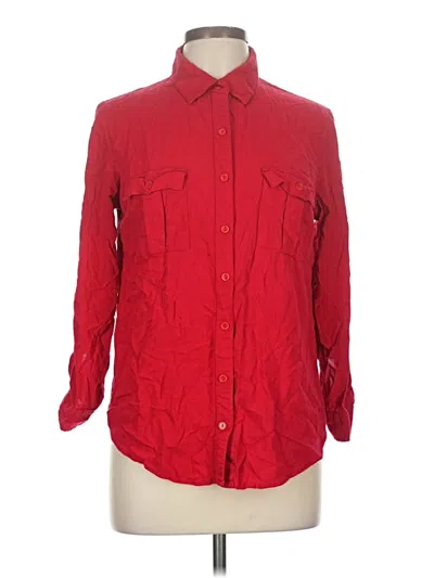 Pre-owned Faded Glory Long Sleeve Button Down Shirt In Red