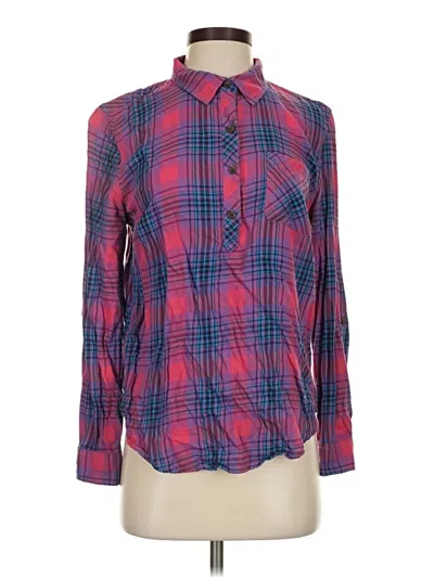 Pre-owned Faded Glory Long Sleeve Button Down Shirt In Red