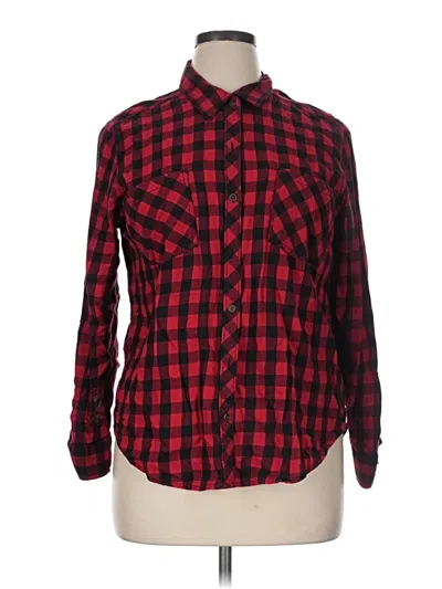 Pre-owned Faded Glory Long Sleeve Button Down Shirt In Red