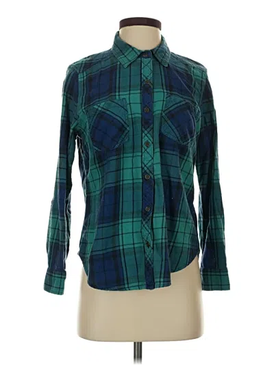 Pre-owned Faded Glory Long Sleeve Button Down Shirt In Teal