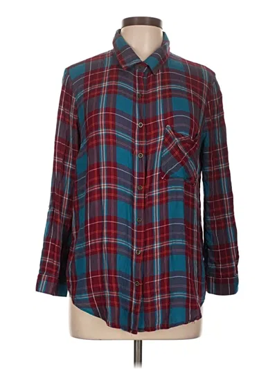 Pre-owned Faded Glory Long Sleeve Button Down Shirt In Teal