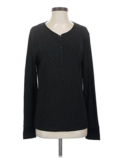 Pre-owned Faded Glory Long Sleeve Henley Shirt In Black