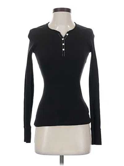 Pre-owned Faded Glory Long Sleeve Henley Shirt In Black