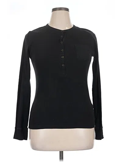 Pre-owned Faded Glory Long Sleeve Henley Shirt In Black