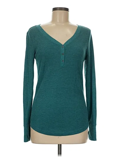 Pre-owned Faded Glory Long Sleeve Henley Shirt In Blue