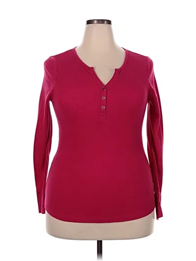 Pre-owned Faded Glory Long Sleeve Henley Shirt In Burgundy