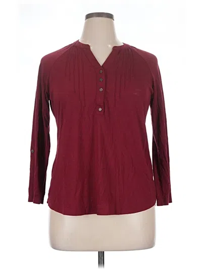 Pre-owned Faded Glory Long Sleeve Henley Shirt In Burgundy