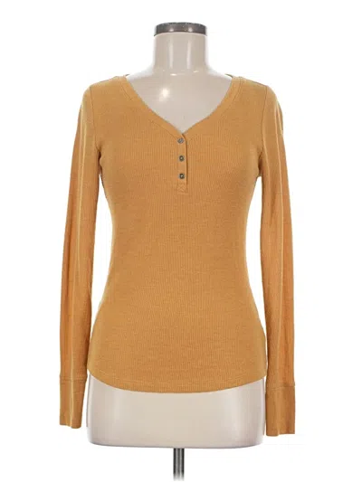 Pre-owned Faded Glory Long Sleeve Henley Shirt In Gold
