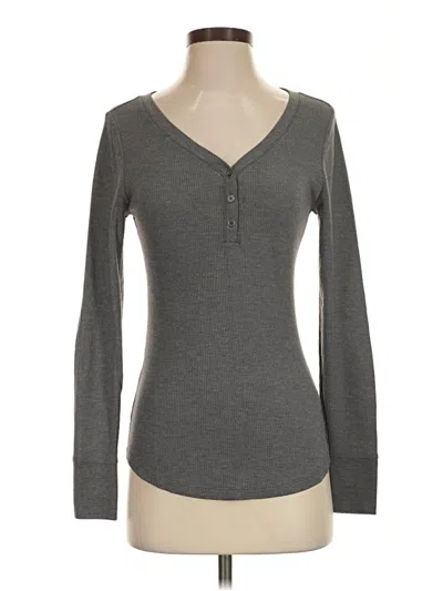 Pre-owned Faded Glory Long Sleeve Henley Shirt In Gray