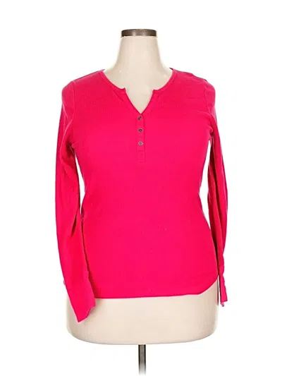 Pre-owned Faded Glory Long Sleeve Henley Shirt In Pink