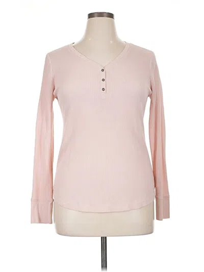 Pre-owned Faded Glory Long Sleeve Henley Shirt In Pink