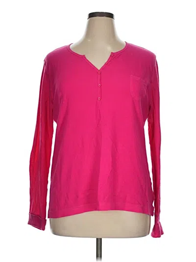 Pre-owned Faded Glory Long Sleeve Henley Shirt In Pink