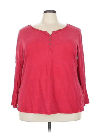 Pre-owned Faded Glory Long Sleeve Henley Shirt In Red