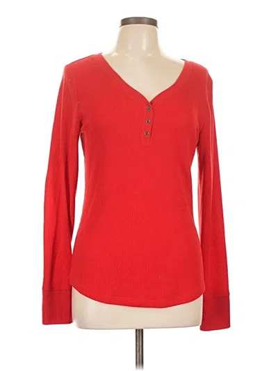 Pre-owned Faded Glory Long Sleeve Henley Shirt In Red